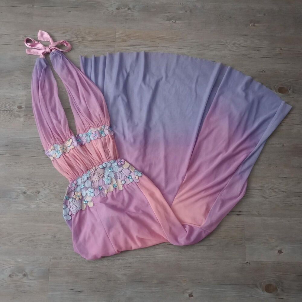 Y2K Ema Savahl Floral Ombré Halter Fairy Dress